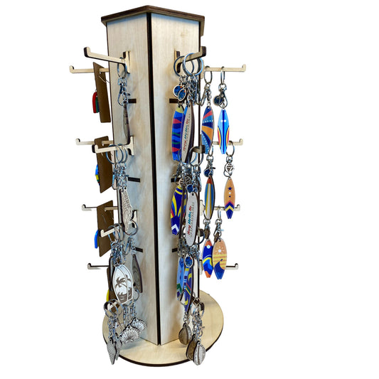 六角形掛鉤展示架, 附24支掛鉤 首飾展示架 耳環卡掛架 鑰匙扣架 鑰匙圈掛架 可拆卸運送, 可加裝轉盤 尺寸可客製化