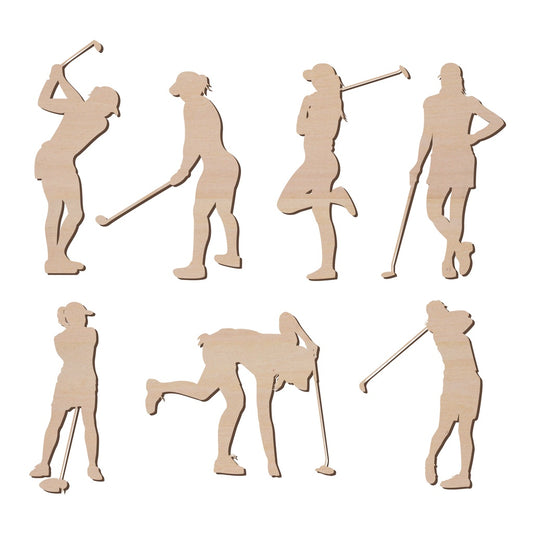 女子高爾夫球運動員造形木片,造形木片系列【雷射切割及雕刻, 可客製化】