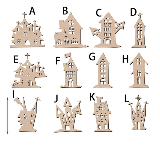 萬聖節城堡造形木片,造形木片系列【雷射切割及雕刻, 可客製化】