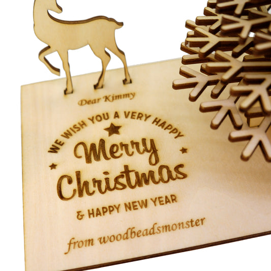 立體聖誕樹 立體聖誕卡片 立體聖誕節卡片 3D聖誕卡片 聖誕拼圖卡片 木製聖誕卡片 可自行彩繪或書寫