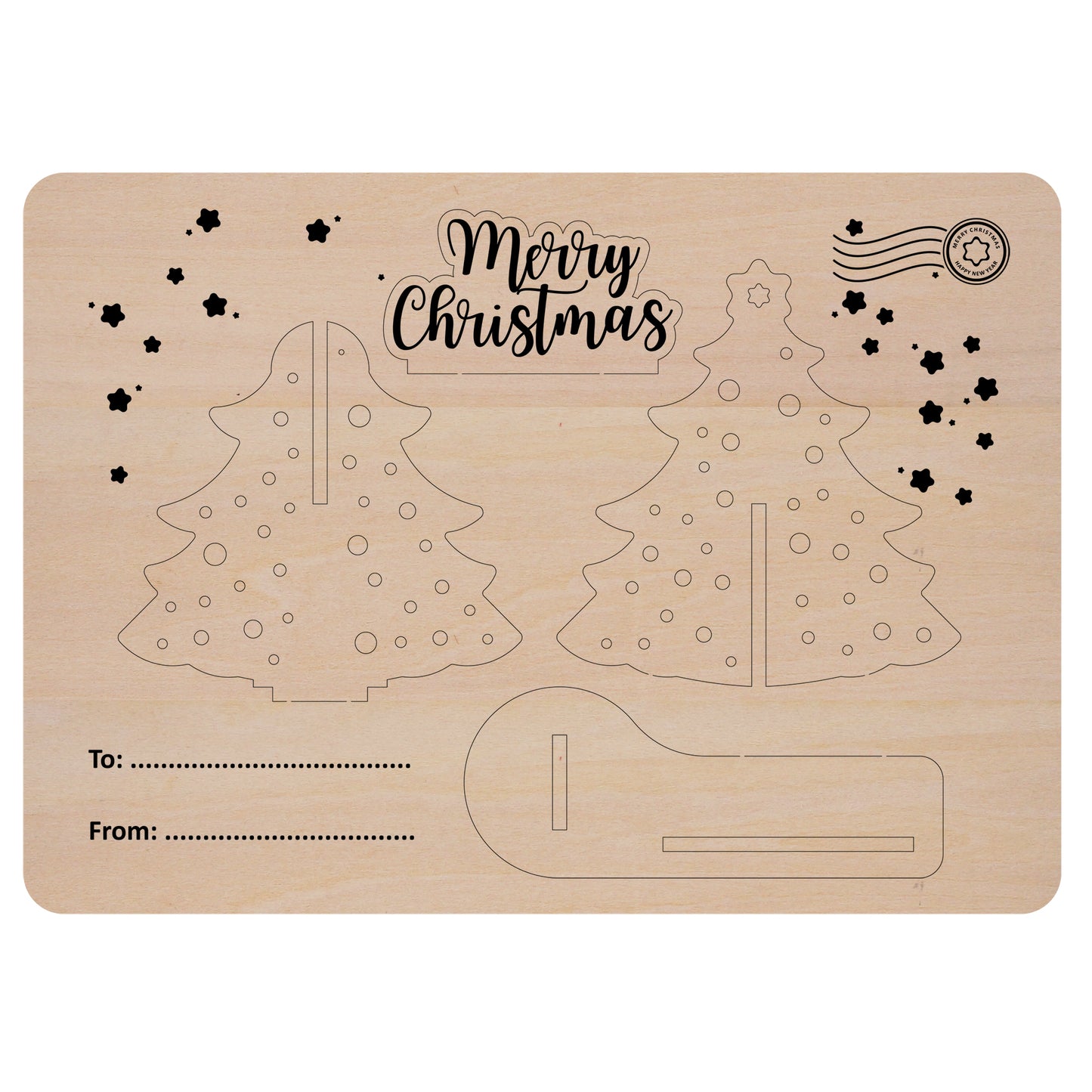 立體聖誕樹 A6明信片 立體聖誕卡片 立體聖誕節卡片 3D聖誕卡片 聖誕拼圖卡片 木製聖誕卡片 可自行彩繪或書寫