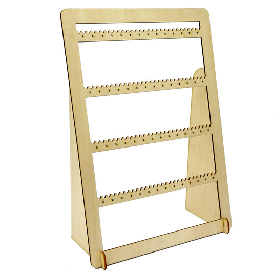 木製4層耳環展示架 置物架 文創市集 擺攤 商品陳列 飾品收納 雷雕木片【便攜式】【可拆卸】【可客製化雕刻商標或文字】