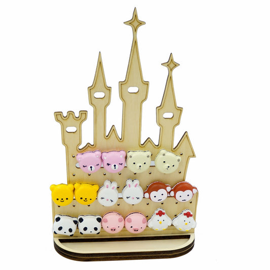 公主城堡耳環展示架,用於耳環或夾式耳環 女兒生日禮物 可以讓小朋友自己塗裝及裝飾 適合市集擺攤 擺攤道具 飾品展示架