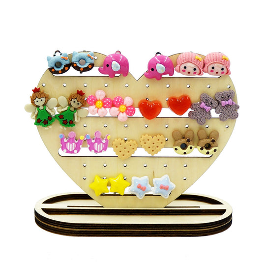 心形耳環展示架,用於耳環或夾式耳環 女兒生日禮物 可以讓小朋友自己塗裝及裝飾 適合市集擺攤 擺攤道具 飾品展示架