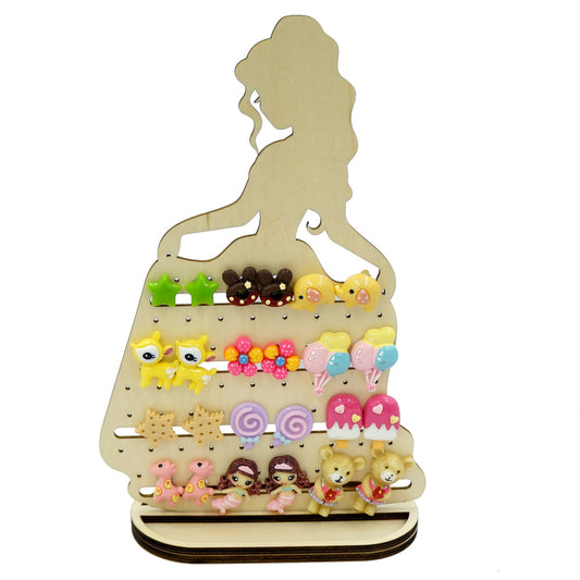 小公主耳環展示架,用於耳環或夾式耳環 女兒生日禮物 可以讓小朋友自己塗裝及裝飾 適合市集擺攤 擺攤道具 飾品展示架