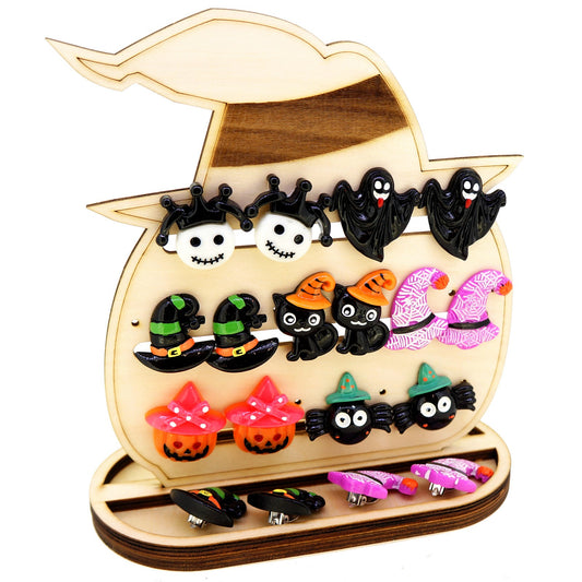 萬聖節巫師南瓜耳環展示架,用於耳環或夾式耳環 適合市集擺攤 擺攤道具 飾品展示架 商品陳列展示架 文創商品 女兒生日禮物