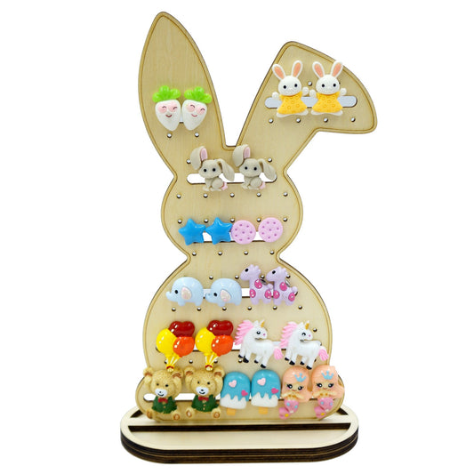 長耳白兔耳環展示架，用於耳環或夾式耳環 女兒生日禮物 可以讓小朋友自己塗裝及裝飾 適合市集擺攤 擺攤道具 飾品展示架