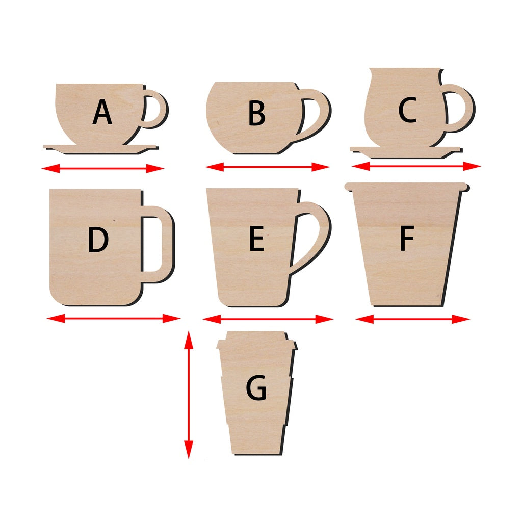 咖啡杯造形木片,造形木片系列【雷射切割及雕刻, 可客製化】