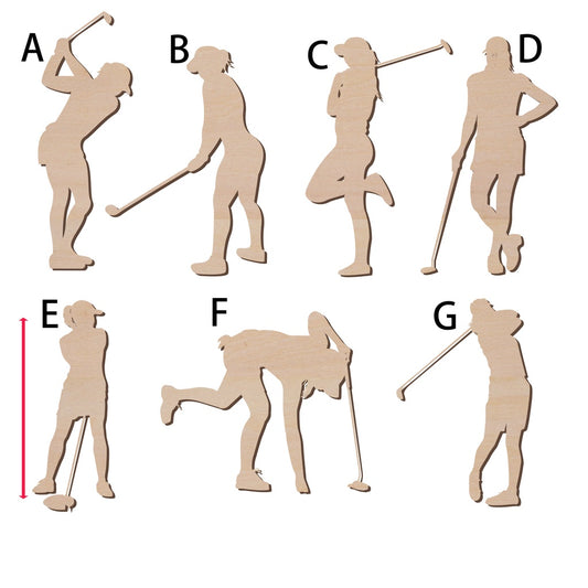 女子高爾夫球運動員造形木片,造形木片系列【雷射切割及雕刻, 可客製化】