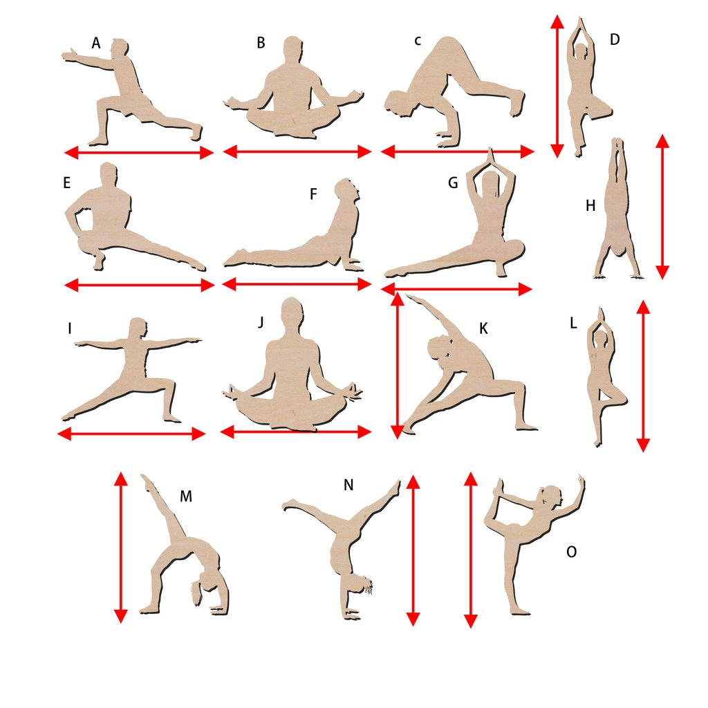 瑜伽姿勢造形木片,造形木片系列【雷射切割及雕刻, 可客製化】