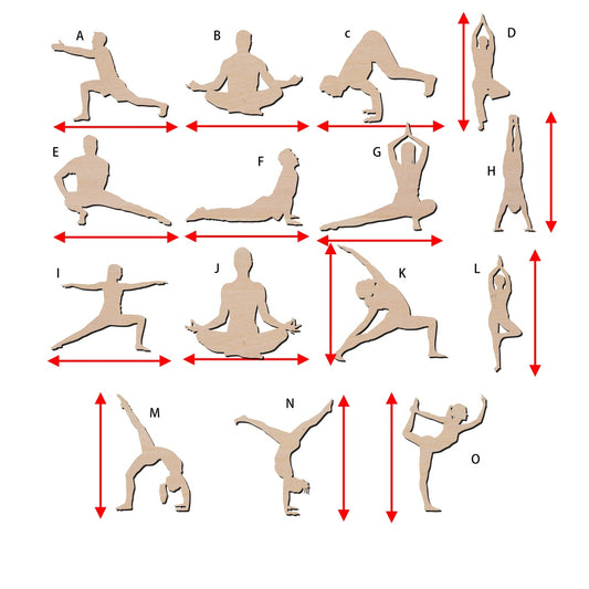 瑜伽姿勢造形木片,造形木片系列【雷射切割及雕刻, 可客製化】
