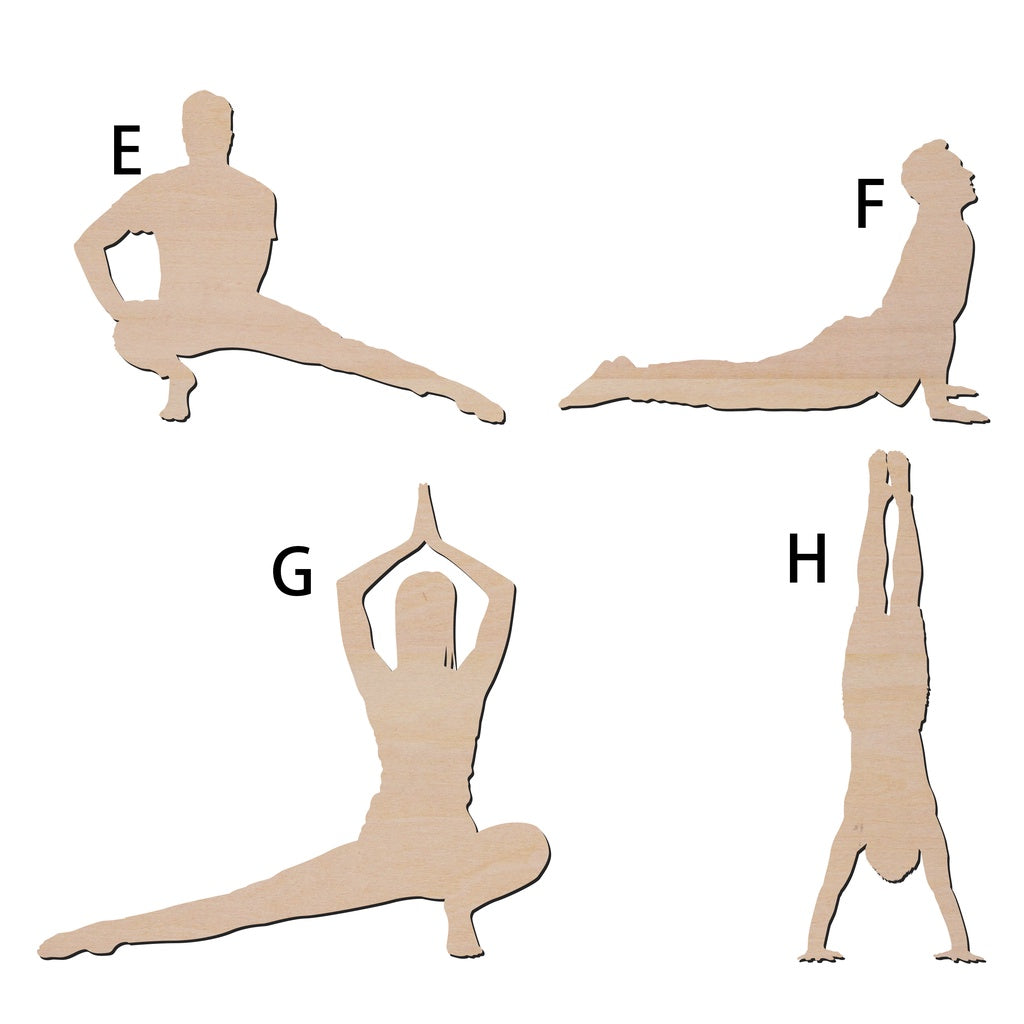 瑜伽姿勢造形木片,造形木片系列【雷射切割及雕刻, 可客製化】