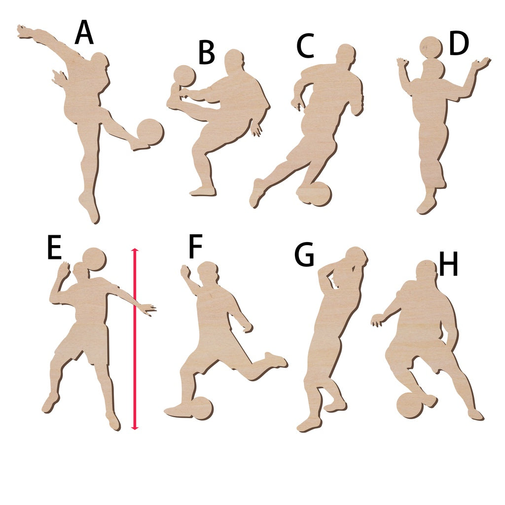 男子足球運動員造形木片,造形木片系列【雷射切割及雕刻, 可客製化】