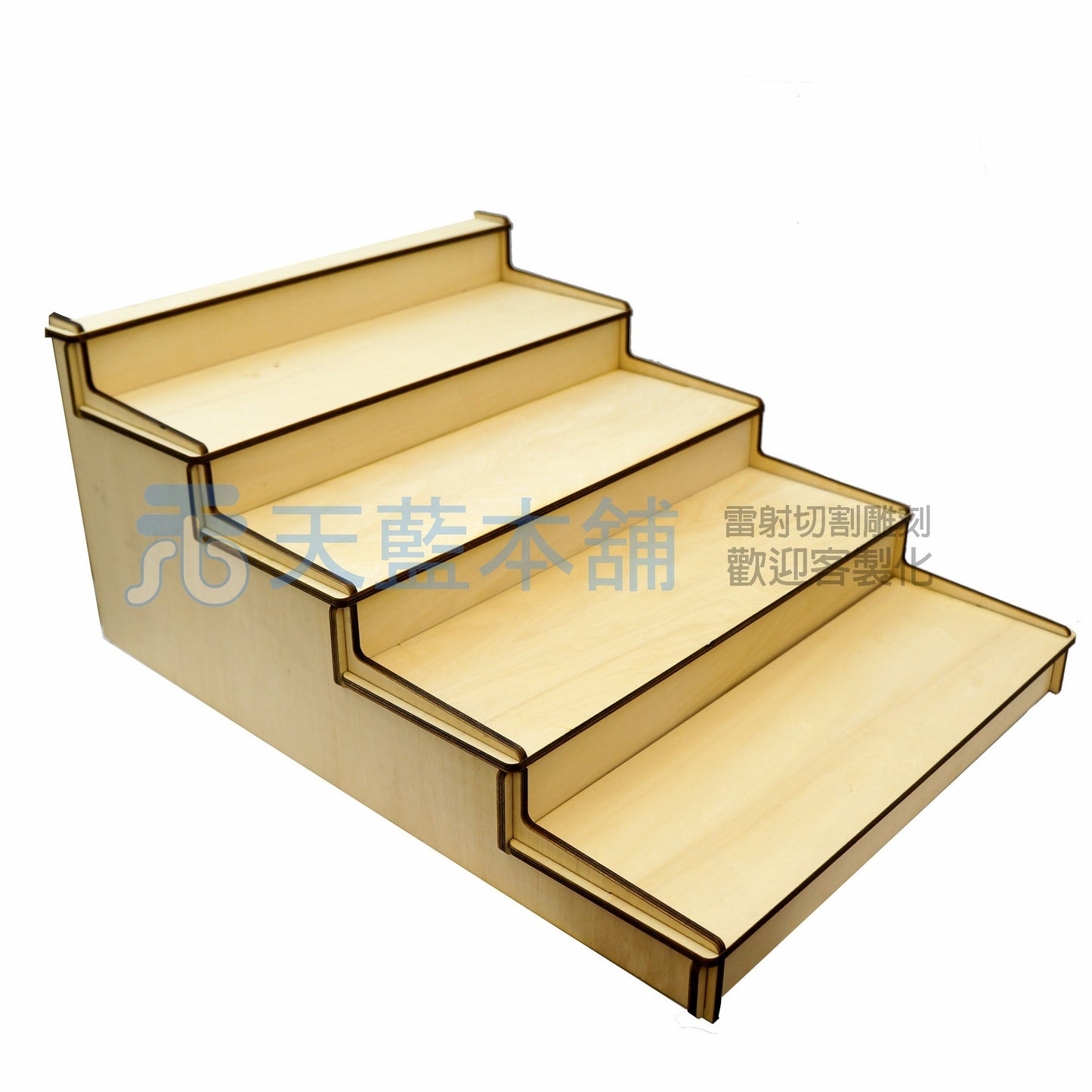 木質4層階梯式展示架 飾物商品置物架 34x20x45cm，合市集、擺攤、商品陳列、飾品收納場景使用 尺寸格式可客製化
